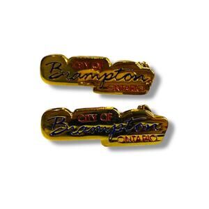 City of Brampton Ontario Goldtone 1" Lapel Pins Set of 2